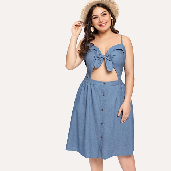 

Plus Cold Shoulder Bow Front Dress