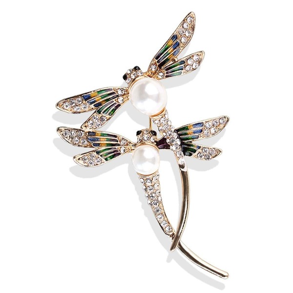 

Double Dragonfly Design Brooch, Gold