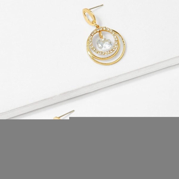 

Double Circle Design Drop Earrings 1pair, Gold