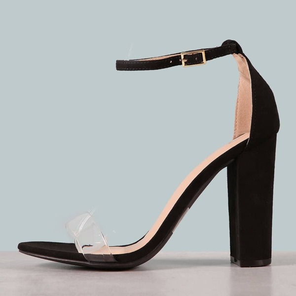 

Clear Strap Chunky Heel, Black