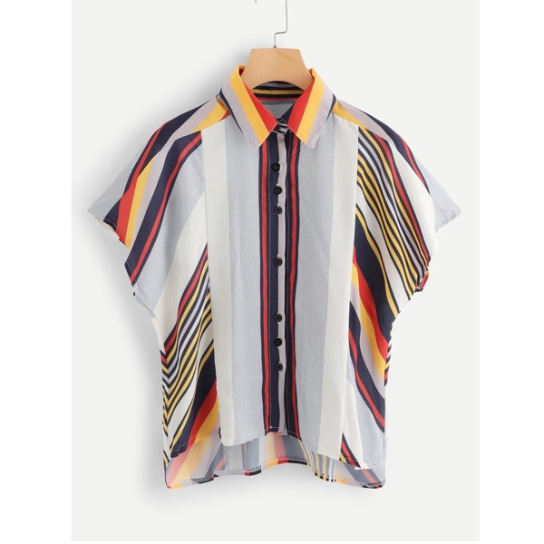 

Striped Dip Hem Shirt