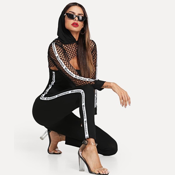 

Fishnet Hoodie & Unitard Jumpsuit Co-Ord