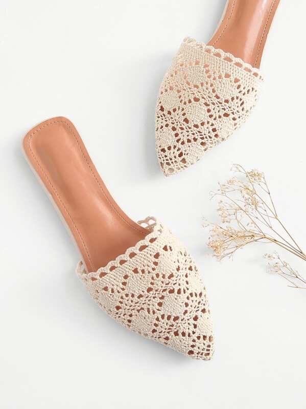 

Кружевные Crochet шлёпанцы, Aбрикосовый
