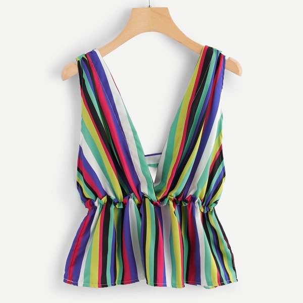 

Open Back Striped Top, Multicolor