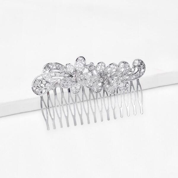 

Rhinestone Decorated Hair Pin, Silver