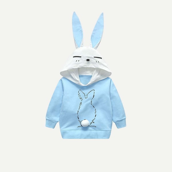 

Toddler Girls Cartoon Print Pom Pom Sweatshirt