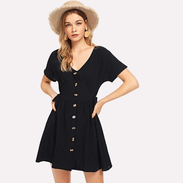 

Knot Side Single Breasted Dress