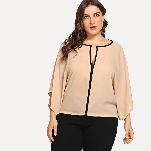 

Plus Deep V Neckline Raglan Sleeve Top