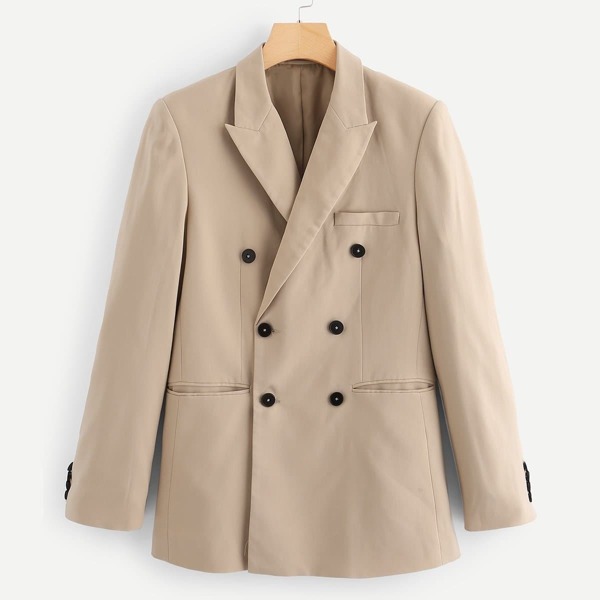

Men Double Breasted Notched Blazer