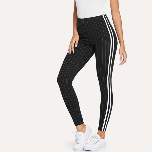 

Contrast Tape Side Striped Leggings