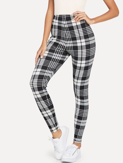 Leggins con estampado de cuadros