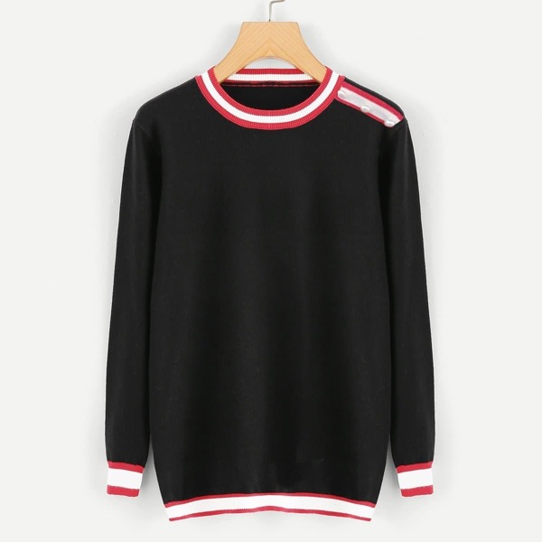

Striped Trim Soft Knit Sweater