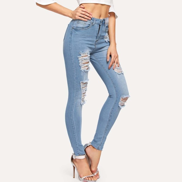 

Ripped Raw Hem Jeans