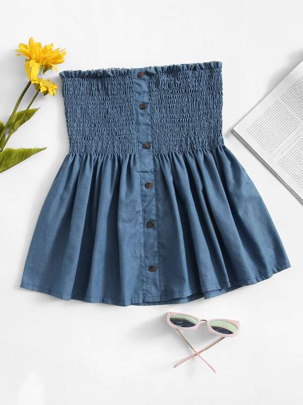 

Single Breasted Pleated Top, Blue