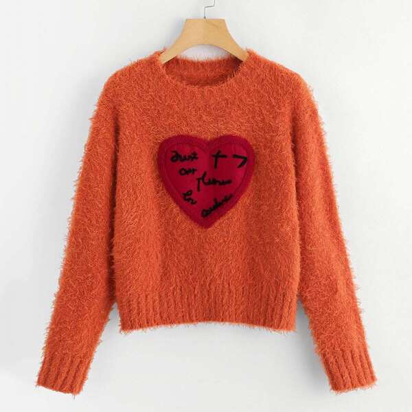 

Heart Patched Front Fuzzy Jumpsuit