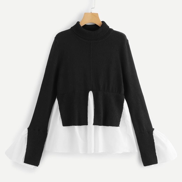 

Two Tone Rolled Neck Sweater