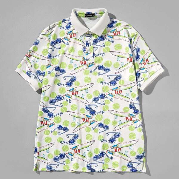 

Men Cartoon Print Polo Shirt