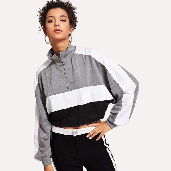 

Colorblock Drawstring Waist Sweatshirt, Multicolor