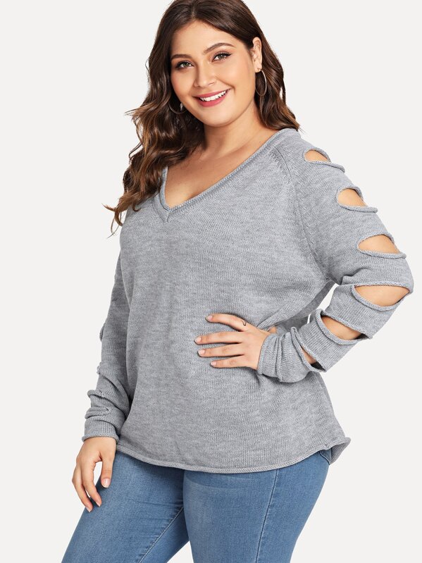 

Плюс Лестница Cut Sleeve Marled Jumper, Carol