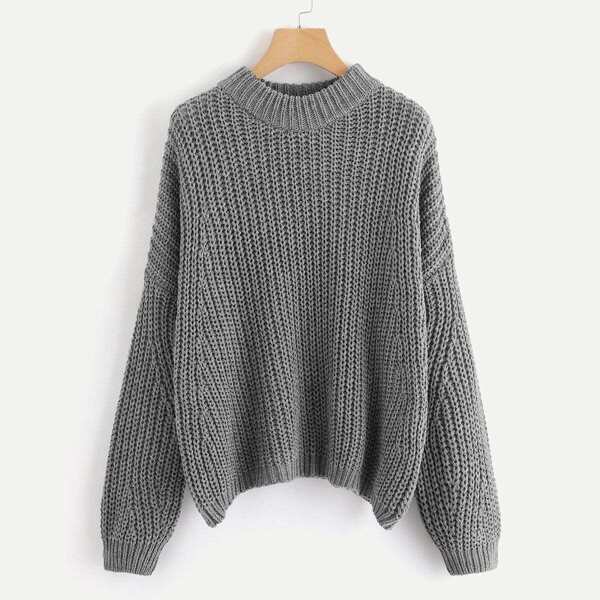 

Plus Drop Shoulder Solid Cocoon Jumper