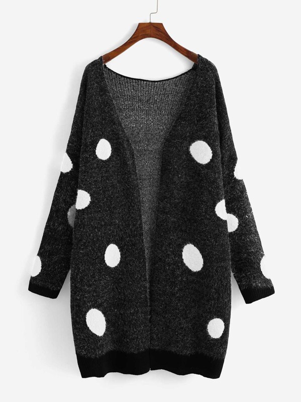 

Плюс Open Front Polka Dot Print Cardigan, null