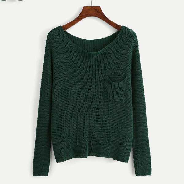 

Plus Pocket Pocket Waffle Knit Jumper