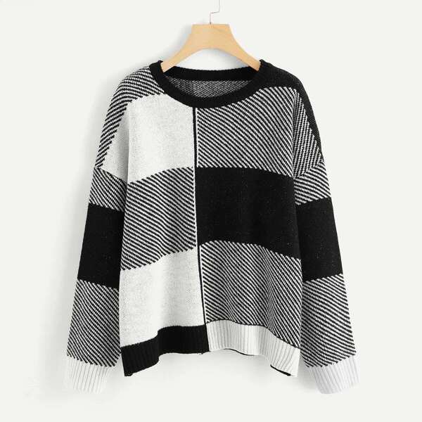 

Plus Drop Shoulder Tartan Jumper