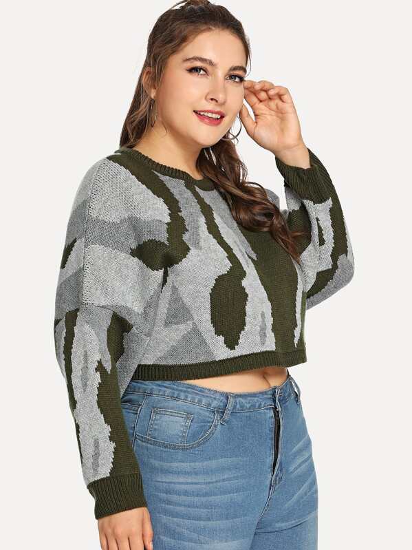 

Плюс Camo Print Crop Jumper, Franziska