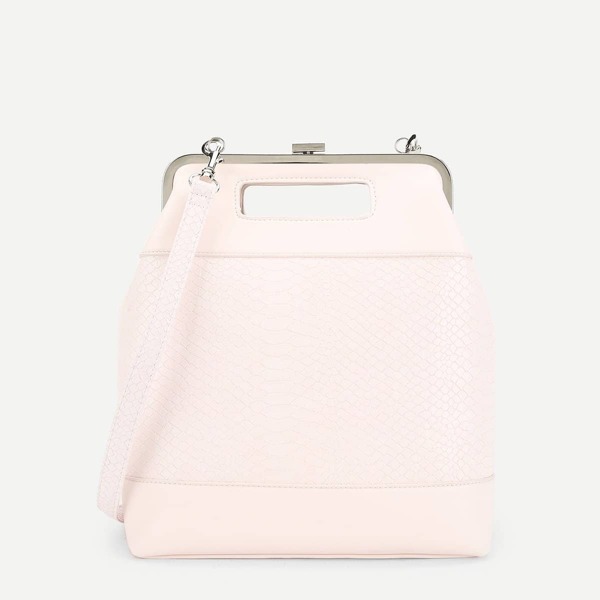 

Metal Detail Crocodile Embossed Clutch Bag