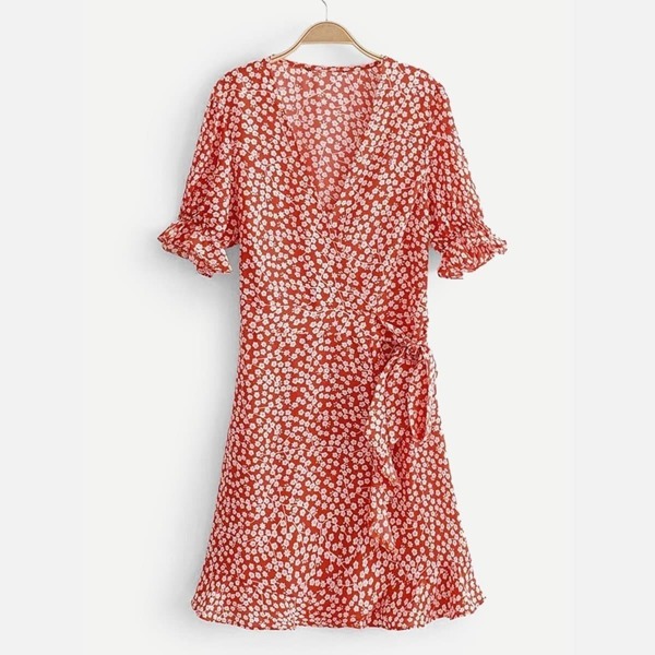 

Calico Print Wrap Dress, Multicolor