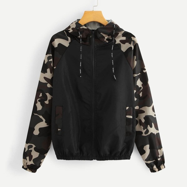 

Куртка и со симметрическими камуфляжными и с рукавами Raglan, Многоцветный