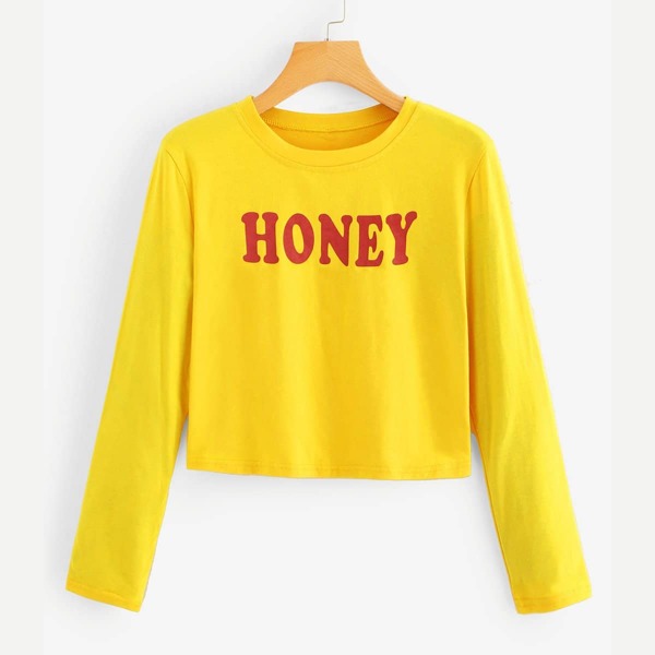 

Letter Print Tee, Yellow bright