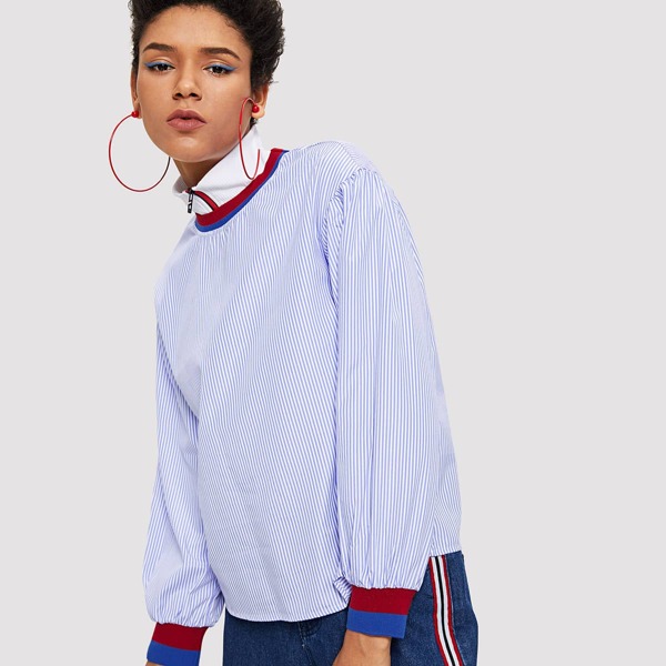 

Contrast Tape Striped Top