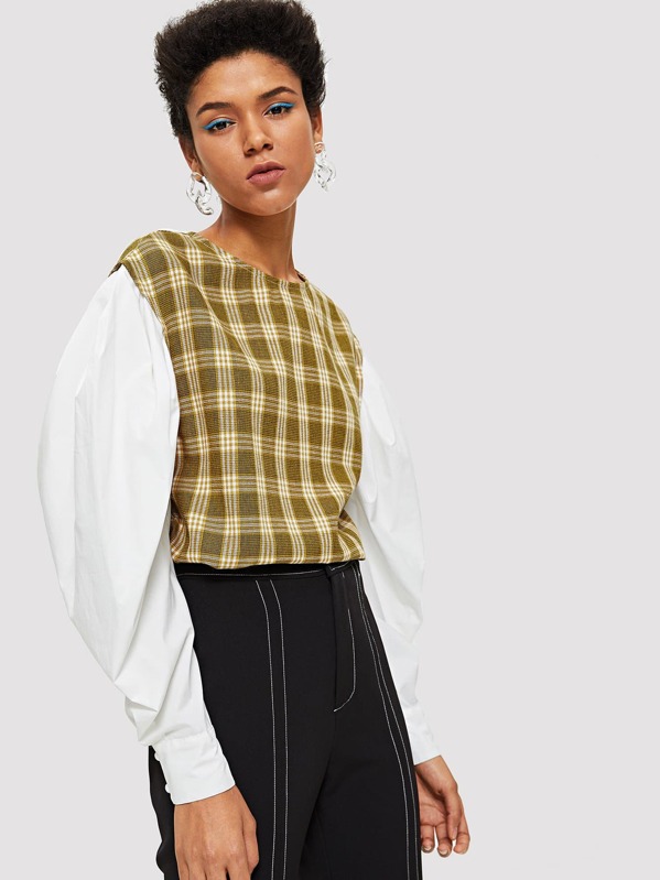

Gigot Sleeve Plaid Top, Hannah Mavestrand