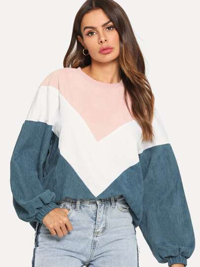 Sudadera de pana color block