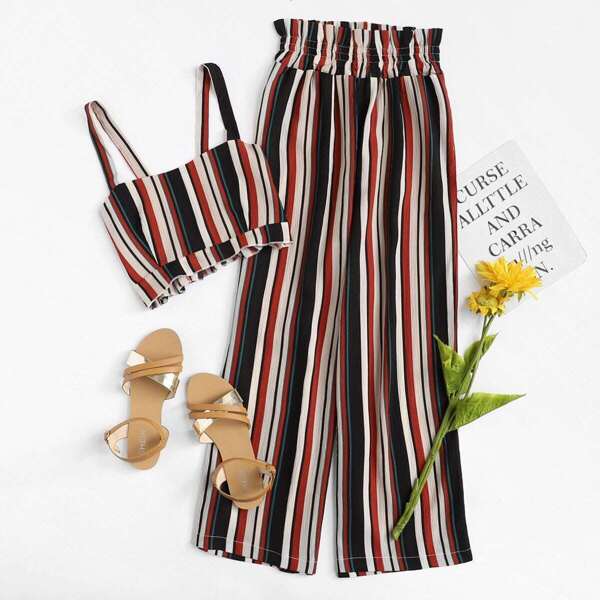 Plus Striped Top With Pants