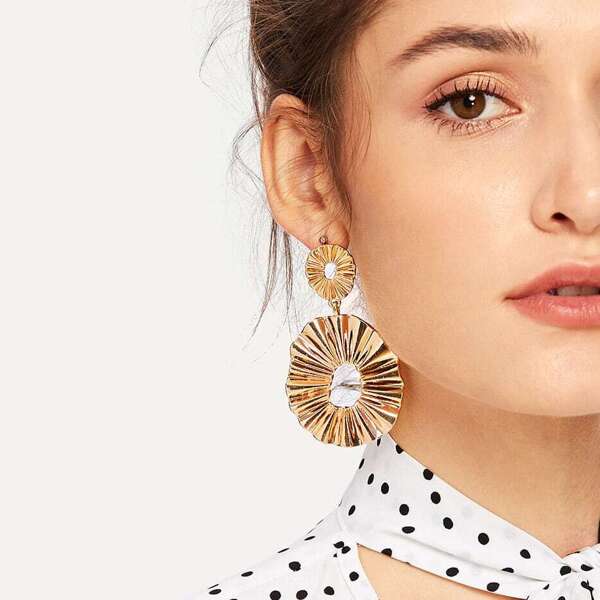 

Textured Round Drop Earrings 1pair