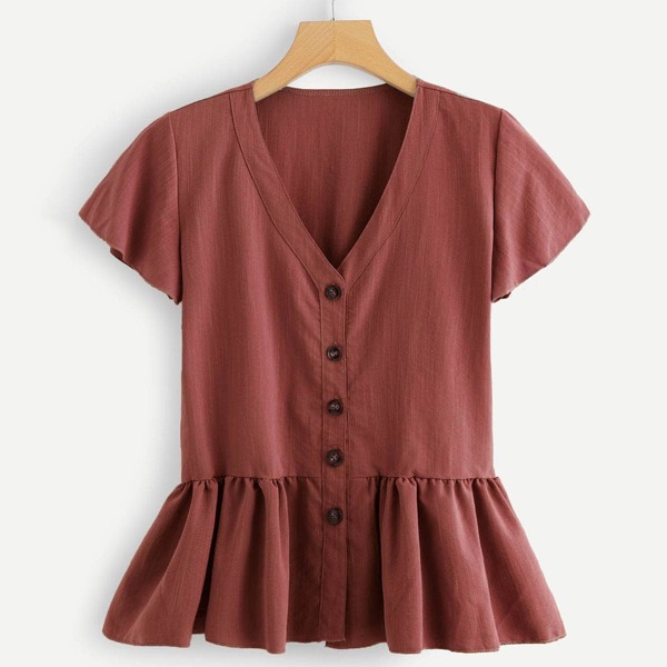 

Button Through Peplum Top