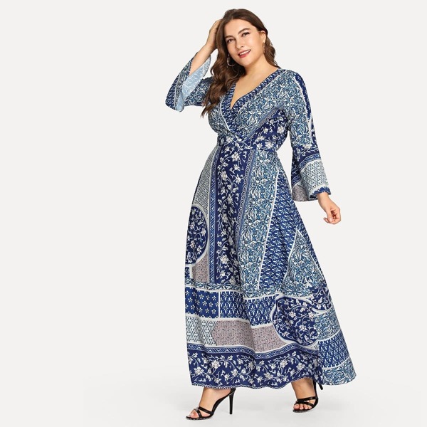 

Plus All Over Printed Dress, Multicolor