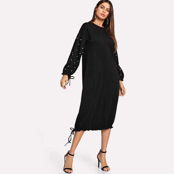 

Drawstring Pearl Beaded Dress