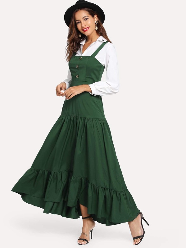 

Pinafore накрахмаленное платье и с украшением пуговицы перед одежды, Giulia