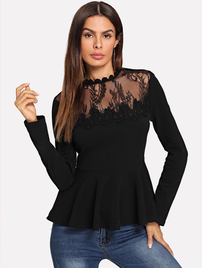 Top peplum con encaje