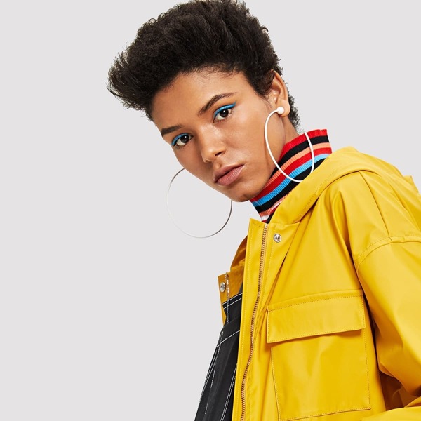 

Ball Detail Oversize Open Hoop Earrings 1pair