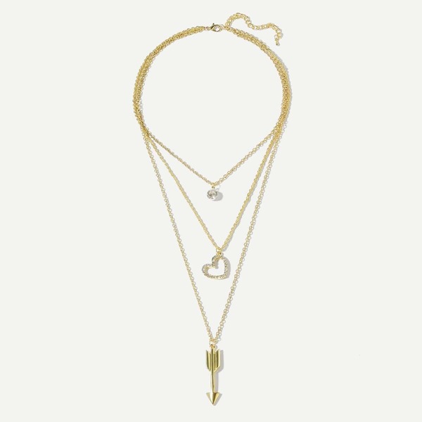 

Arrow & Heart Pendant Layered Necklace, Gold