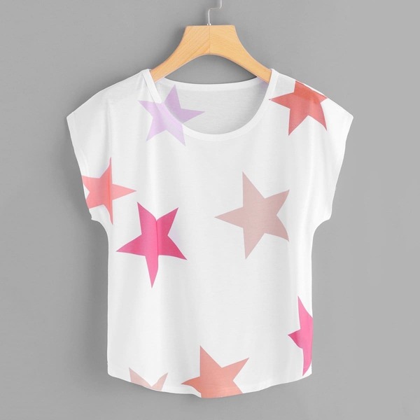 

Star Print Dolman Sleeve Tee