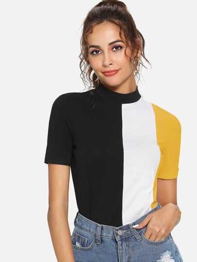 Camiseta de manga corta color block