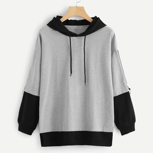 

Color Block Drawstring Hooded Sweatshirt