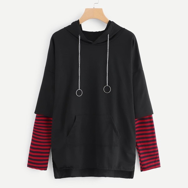 

Plus 2 In 1 Striped Hooded Sweatshirt