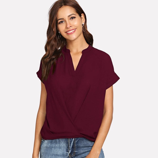 

Notch Neck Top, Burgundy