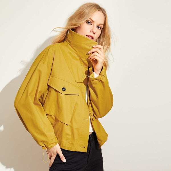 

Pocket Front Button Up Utility Coat